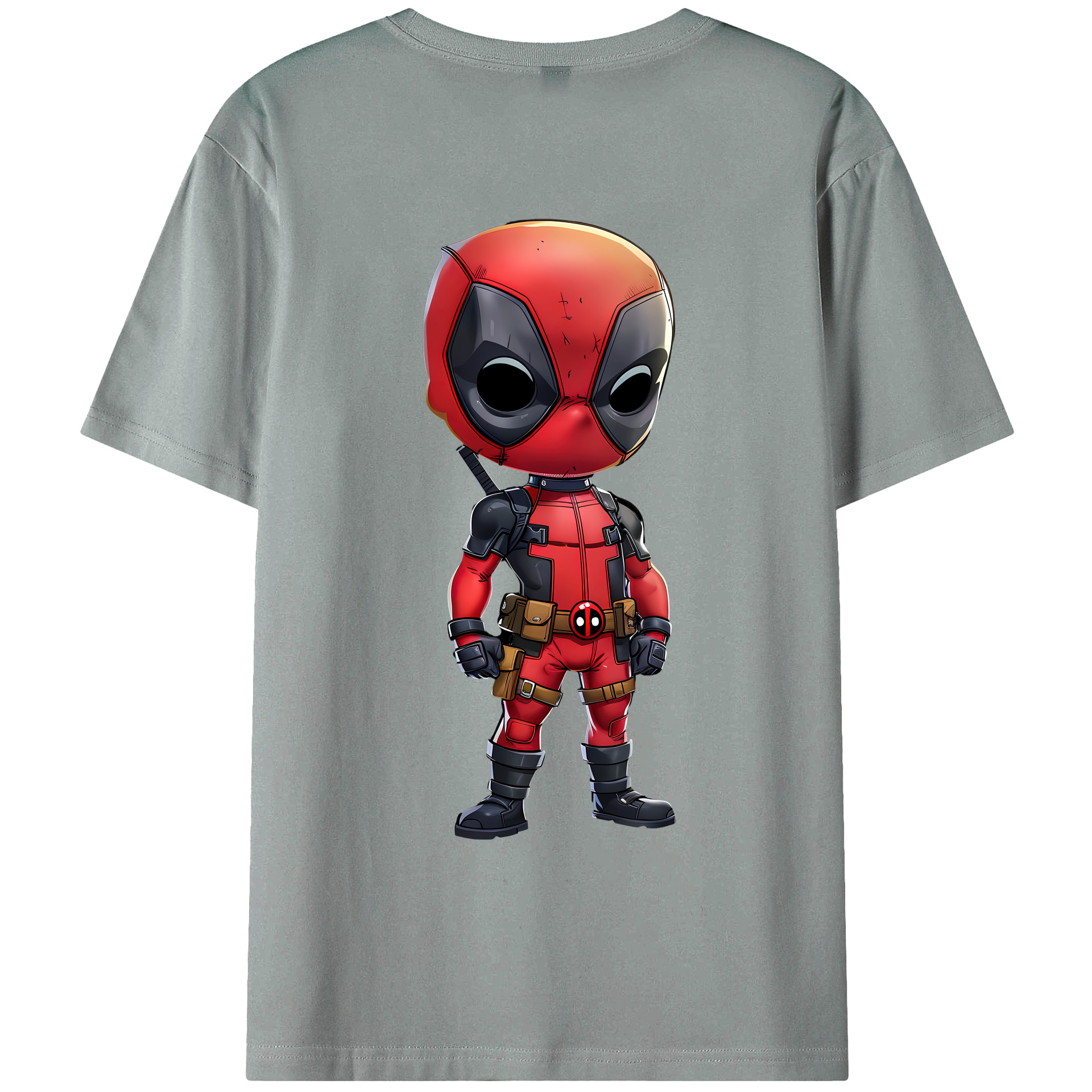 （画像用） Deadpool デッドプール 綿100％ メンズ半袖Tシャツ（バックプリント） 通気性